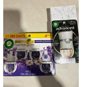 Air Wick Advanced Plug-In Scented Oil Warmer & 4 Lavender Chamomile Refills NEW